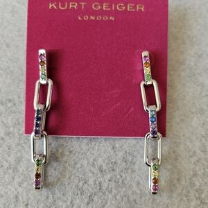 Kurt geiger London rainbow pave link linear earrings